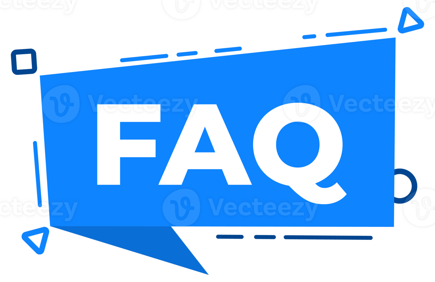 Blue speech bubble showing faq acronym for frequently asked questions section of a website png