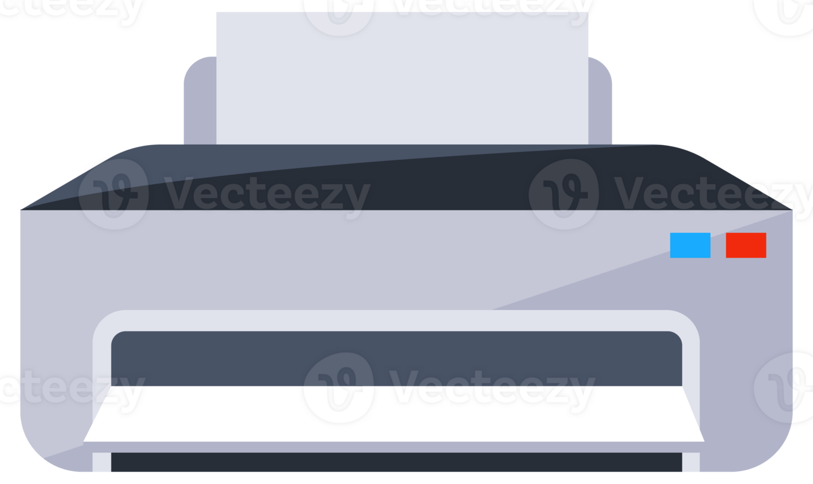 Four different printers are standing on a white background, representing home and office electronic equipment png