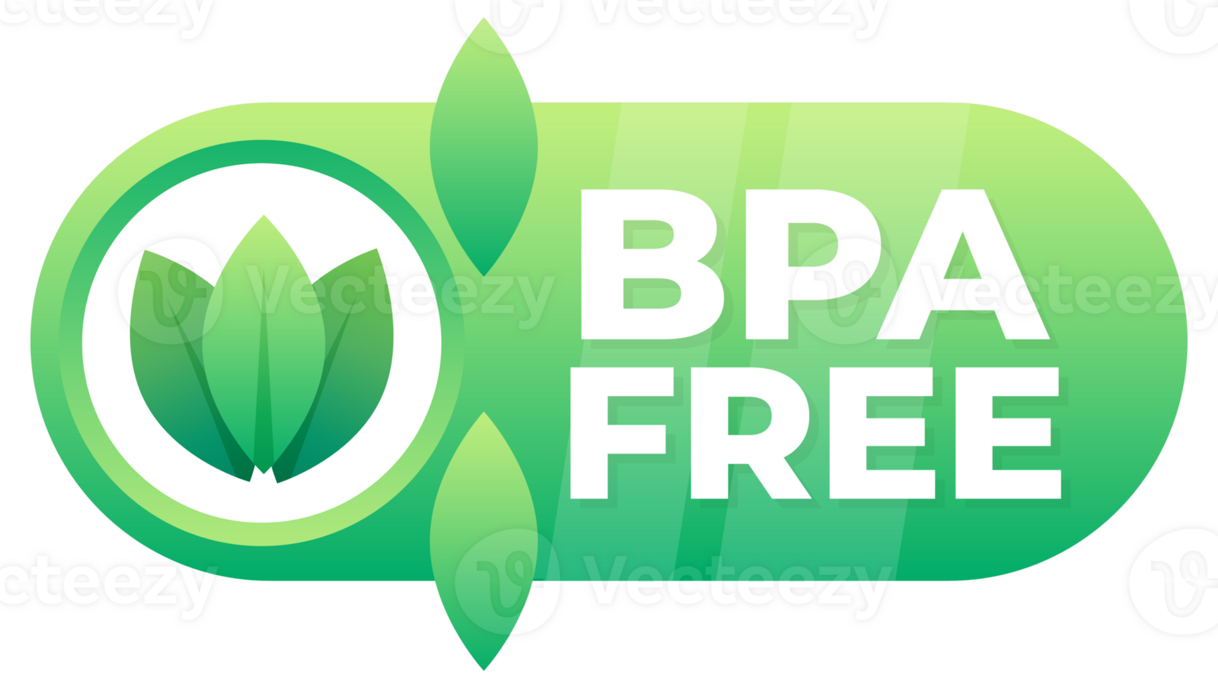 BPA Free badge with leaf graphics, indicating the absence of Bisphenol A in products. png