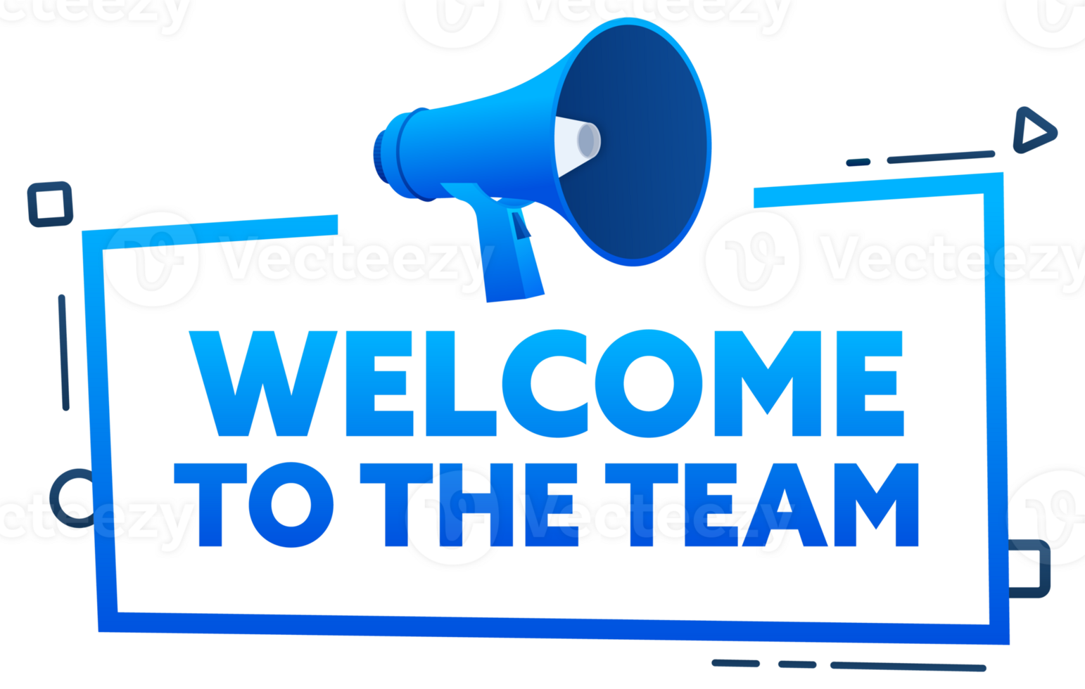 Megaphone with Welcome to the team speech bubble banner. Promotion and advertising label. stock illustration png