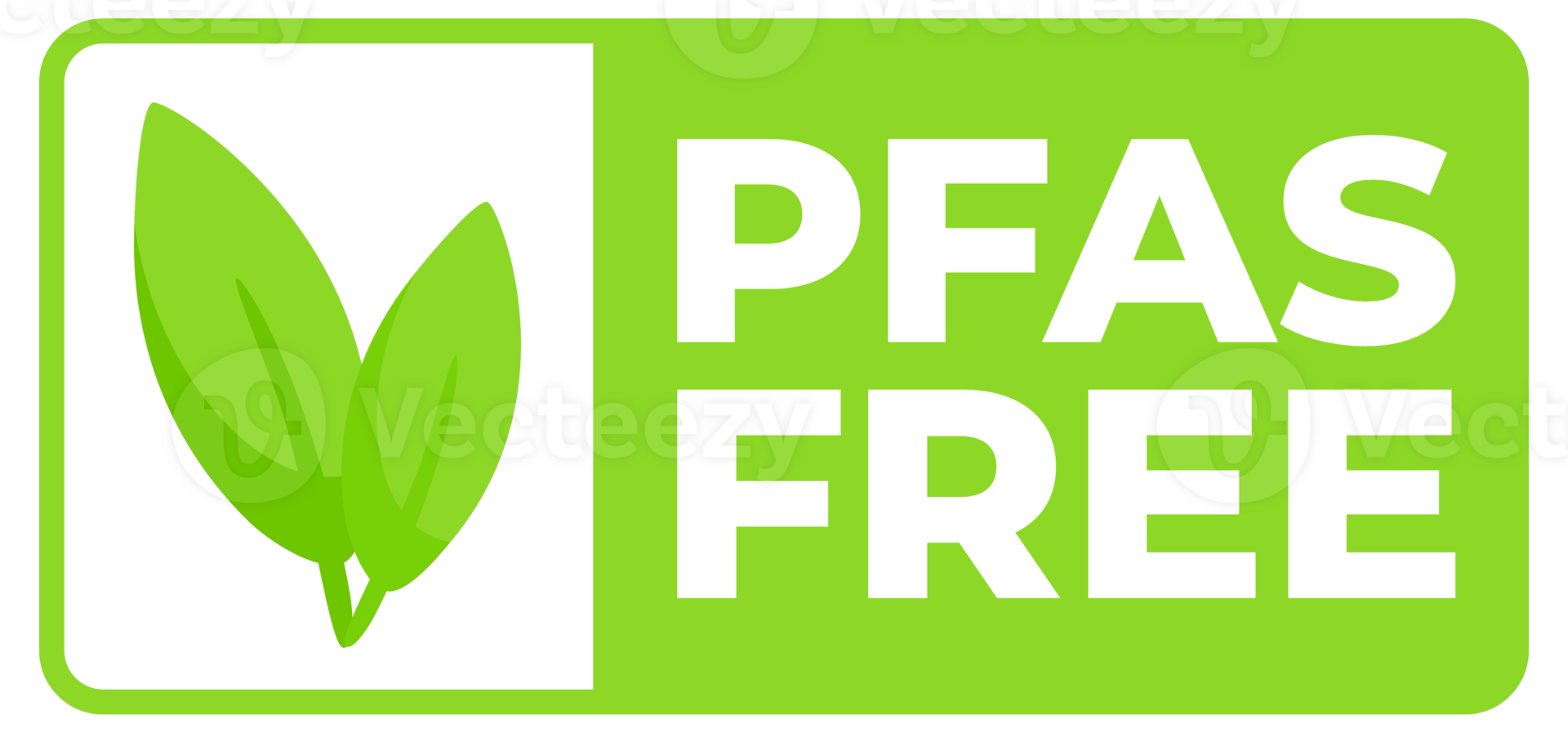 A set of PFAS Free badges in various designs with leaf motifs, indicating chemical free and environmentally safe products. png