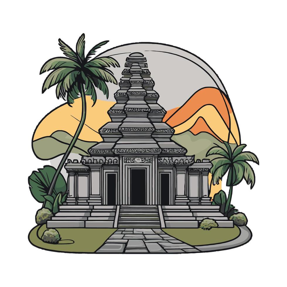 An ancient temple in indonesia vector