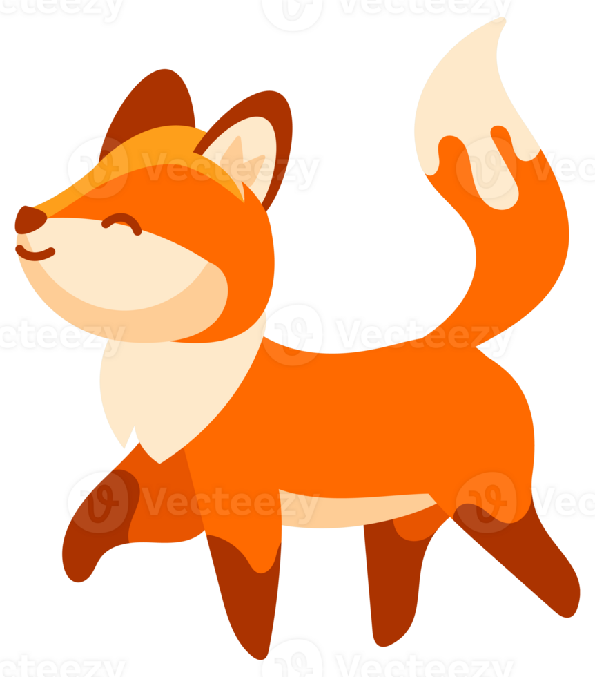 Set of cute cartoon foxes showing different emotions png