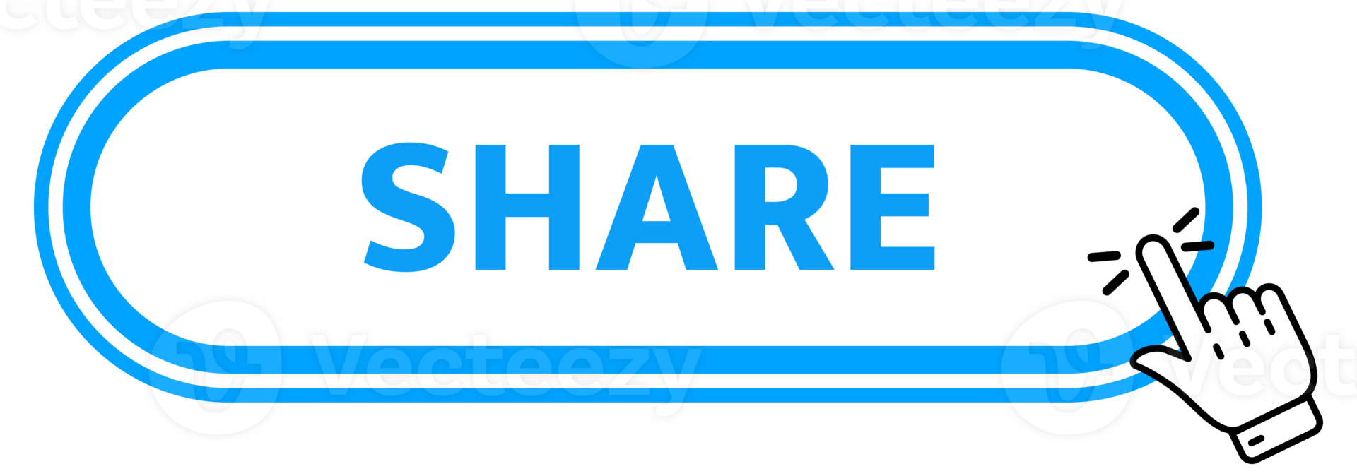 Share Button with pointer clicking. Web button. Finger Pressing. Click to Share Concept. illustration png