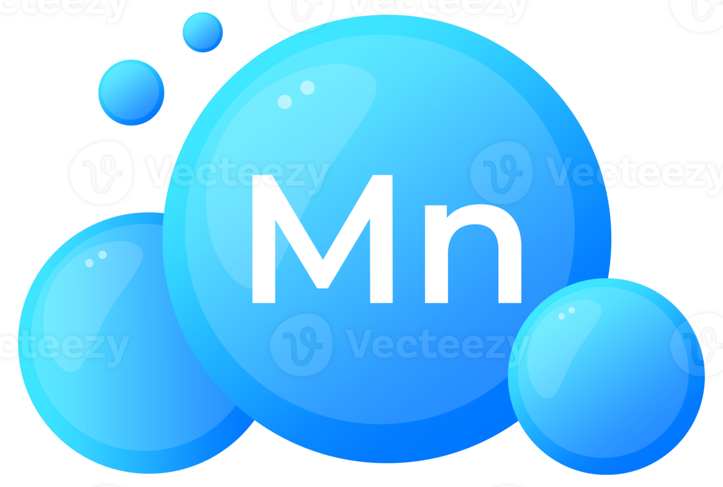 Manganese Mn element molecules in a dynamic blue spherical design png