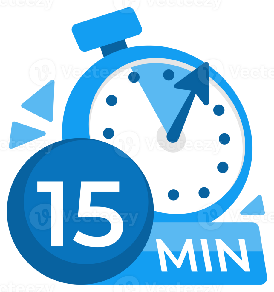 15 minutes timer. Stopwatch icon 15 min. Clock and watch limited cooking time. illustration. png