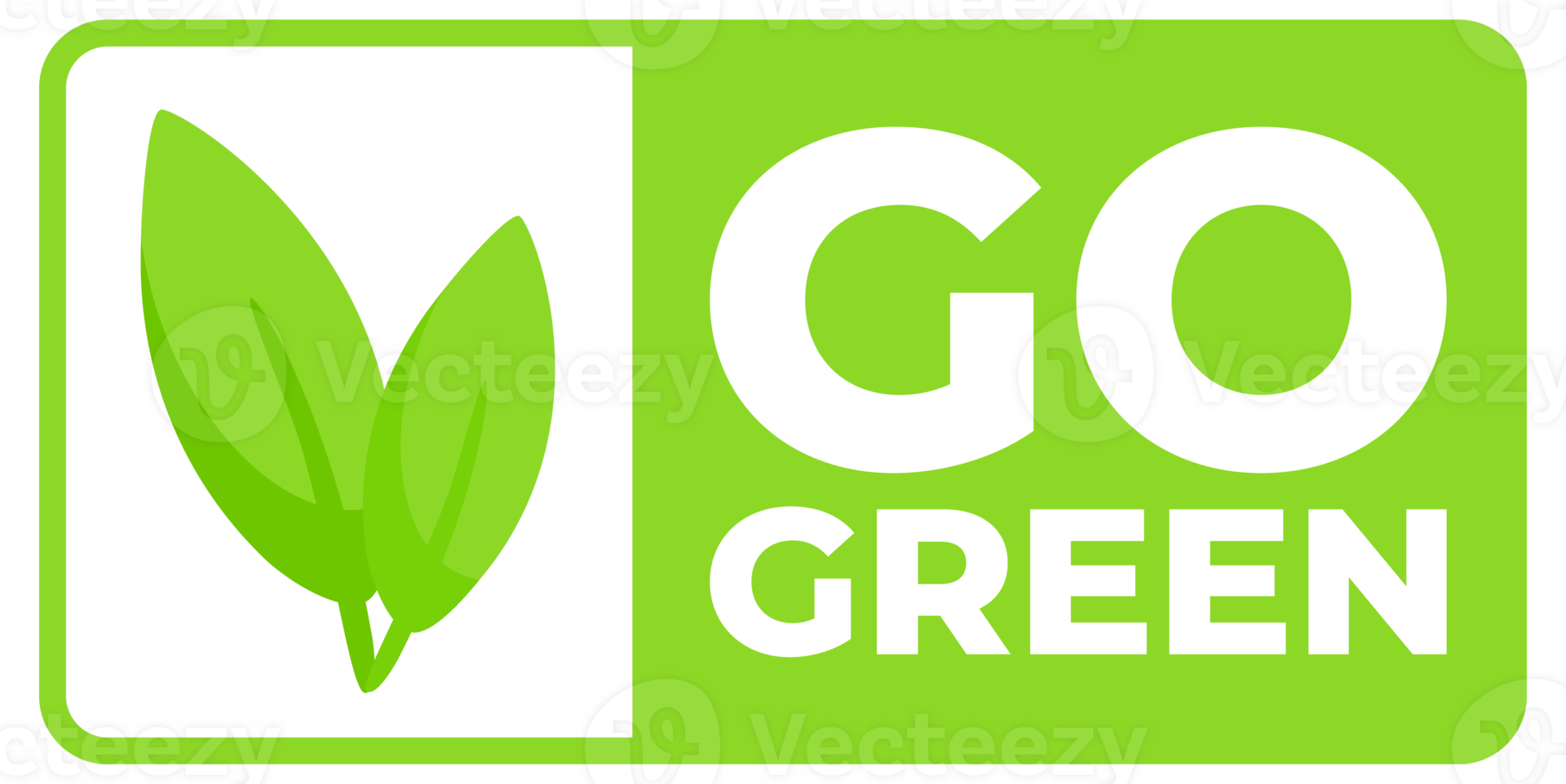 Collection of Go Green eco-friendly icons with leaf motifs, promoting environmental sustainability. png