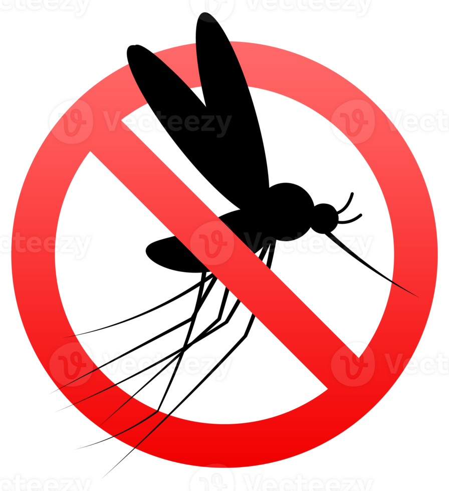 Mosquito silhouette with prohibited sign showing stop mosquitoes png