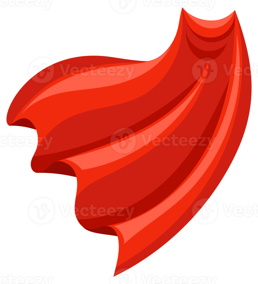 Six illustrations of a red superhero cloak, moving in the wind and suitable for comic books or fantasy png