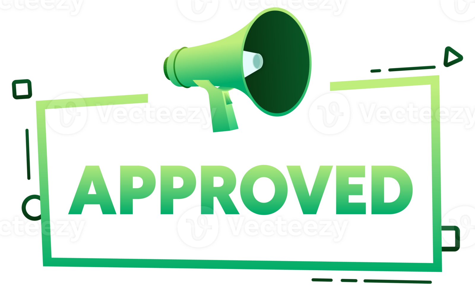 Megaphone with Approved and Rejected speech bubble banner. Promotion and advertising label. stock illustration png