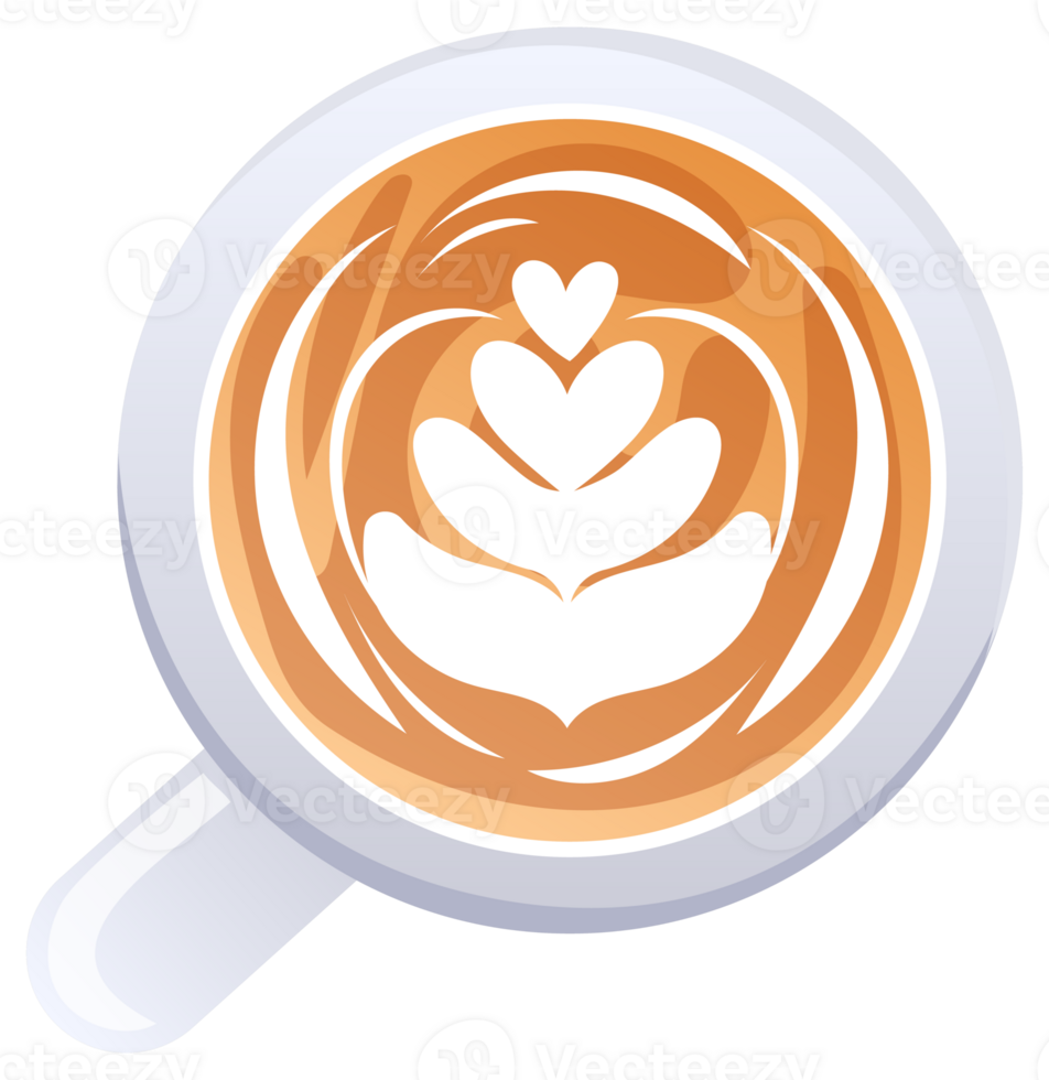 Coffee cup Top view. Hot ristretto, espresso. Cappuccino and latte. png