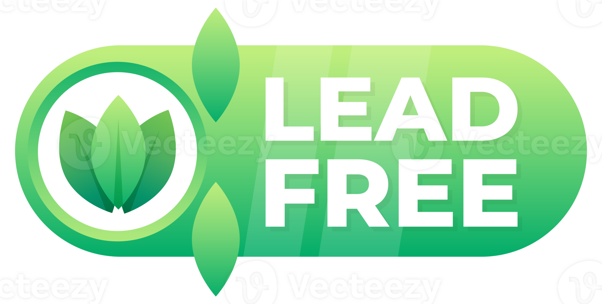 Lead-free certification badge with green leaves and text, symbolizing eco-friendly and safe products png