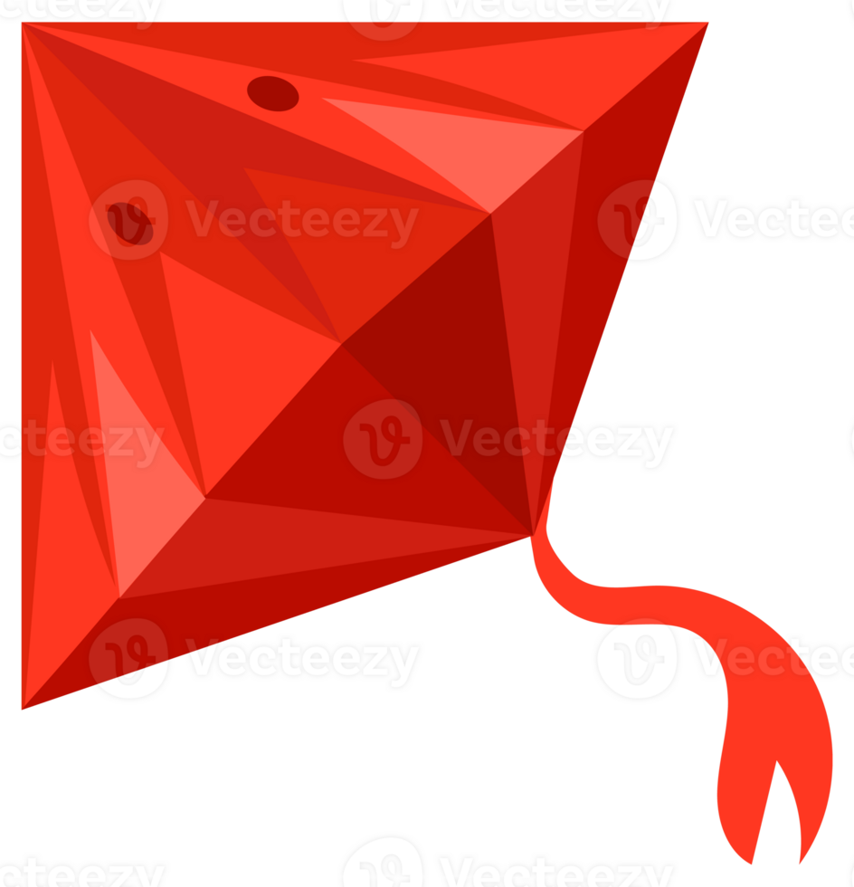 Kite in sky. Wind flying toy with ribbon and tail for kids. Cartoon kites png