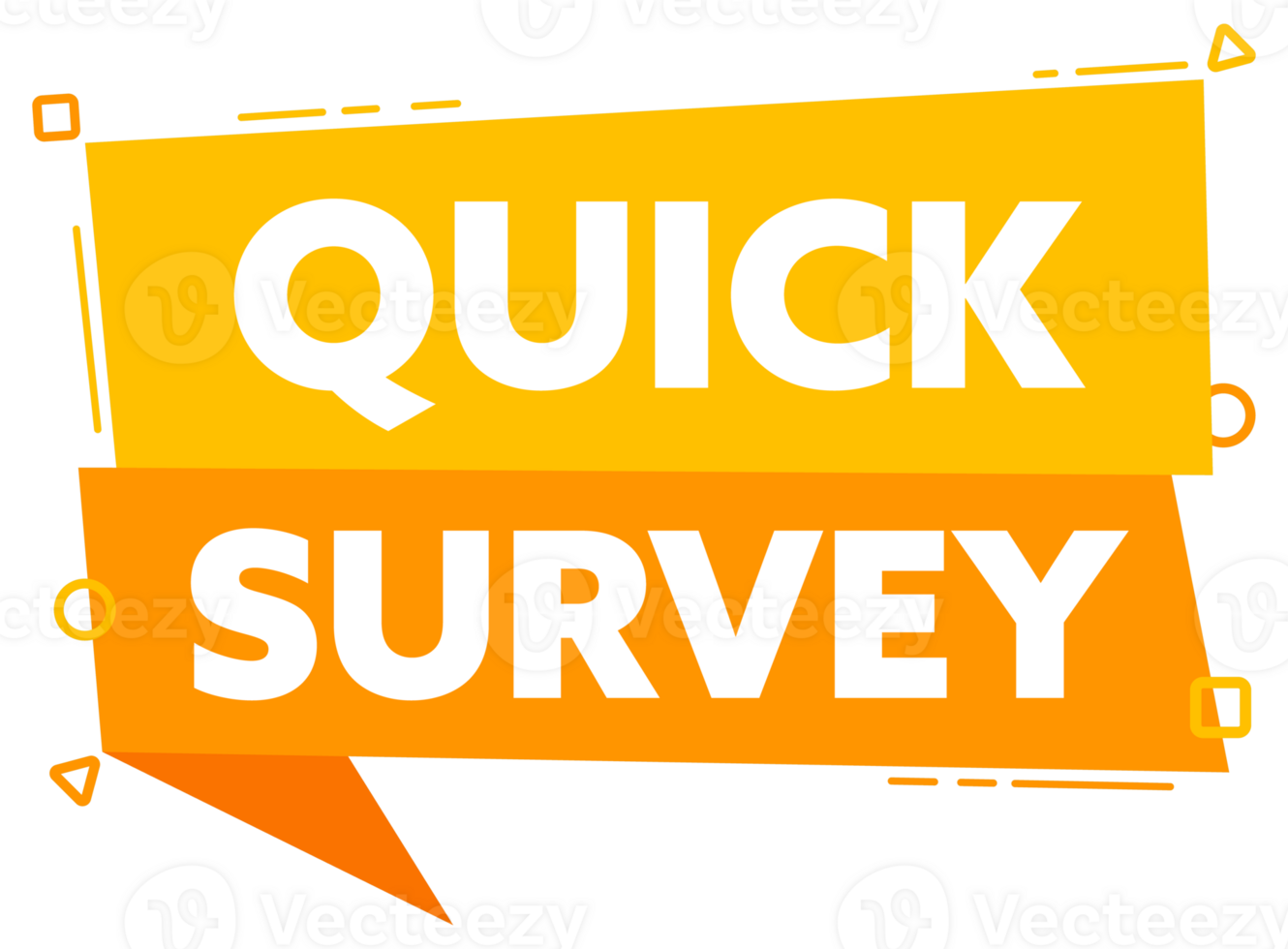 Speech bubble with the word Quick survey yellow label. stock illustration png
