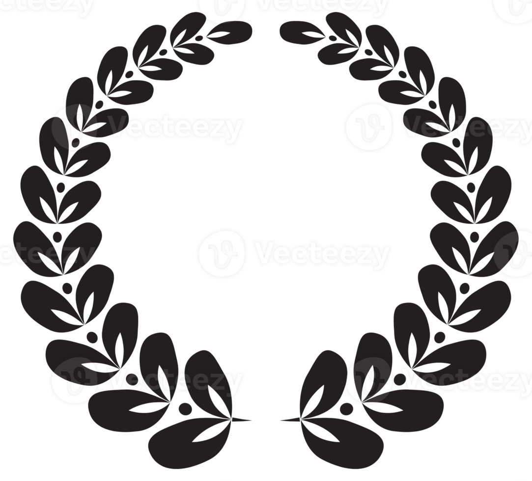 Simple black laurel wreath set. Different frame design elements. illustration png
