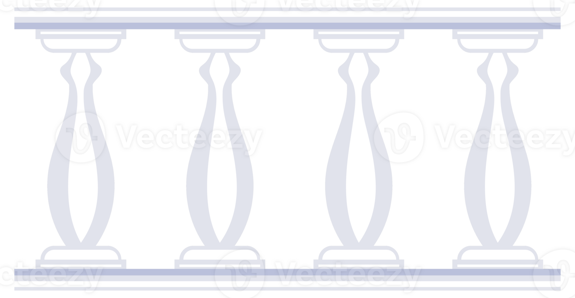 Set of balcony railing is showing different design and material using flat style png