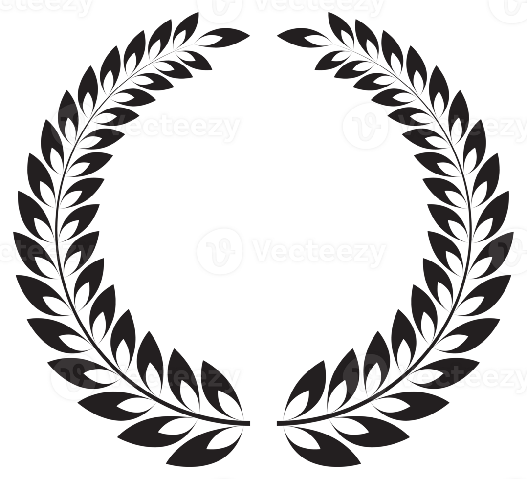 Simple black laurel wreath set. Different frame design elements. illustration png