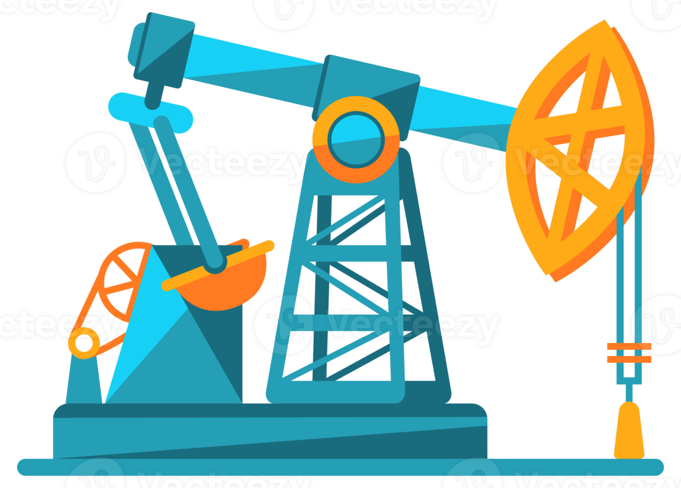 Oil industry equipment. Petroleum pump. Drilling Rig. illustration png