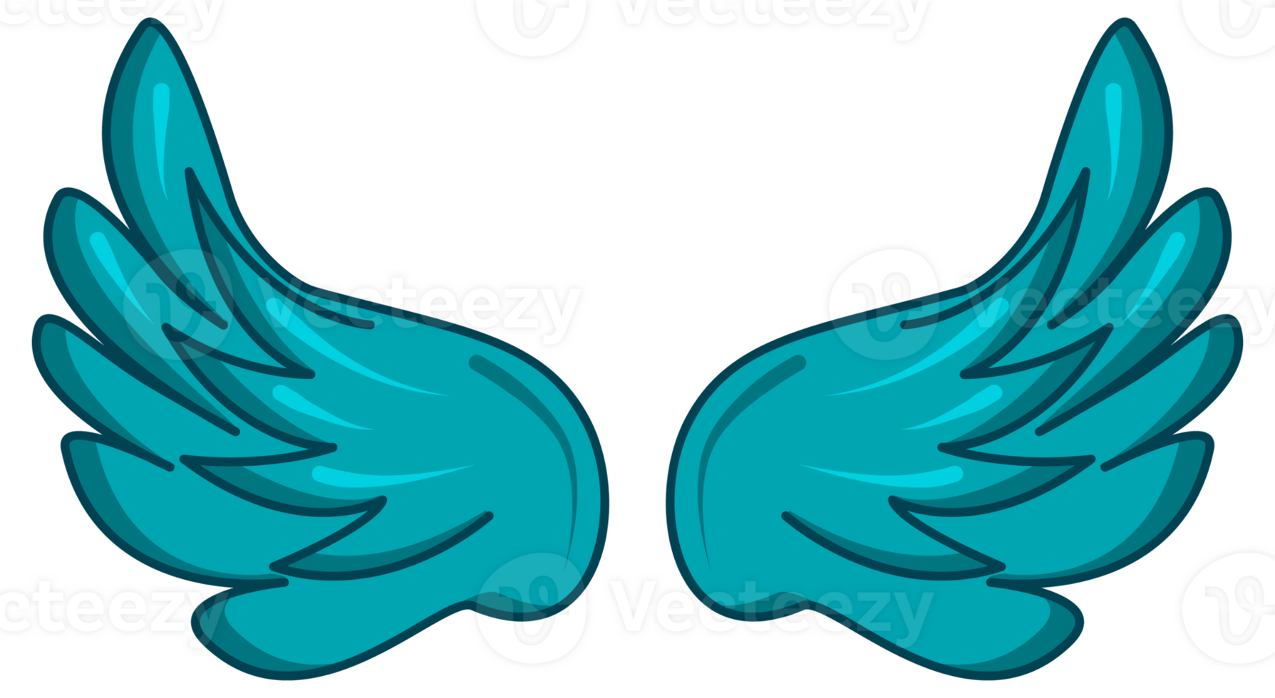 Colorful angel wings in various styles and hues, isolated on white png