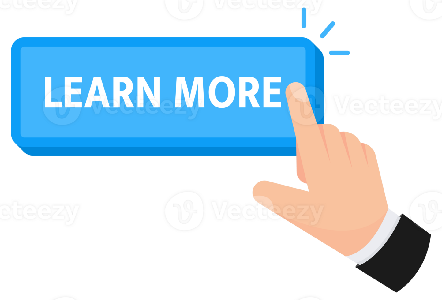 Learn more button with hand clicking. Web button. Finger Pressing. illustration png