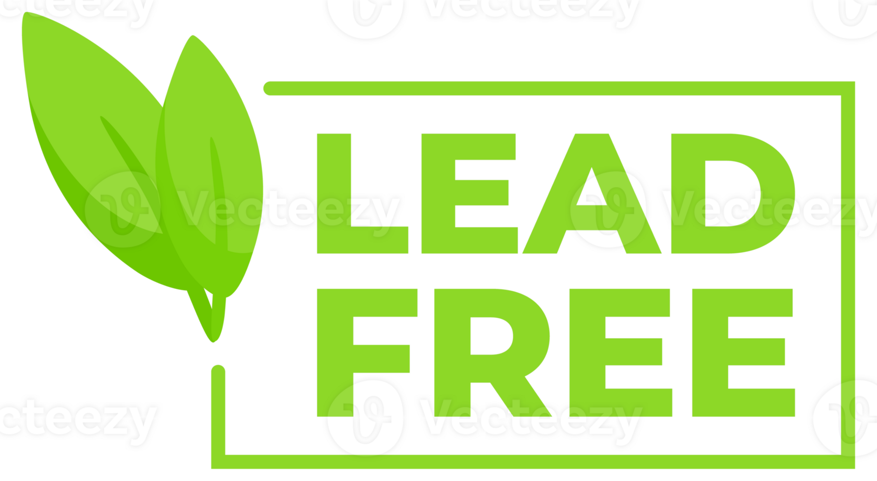 Set of green labels with Lead free text sign, label. illustration png