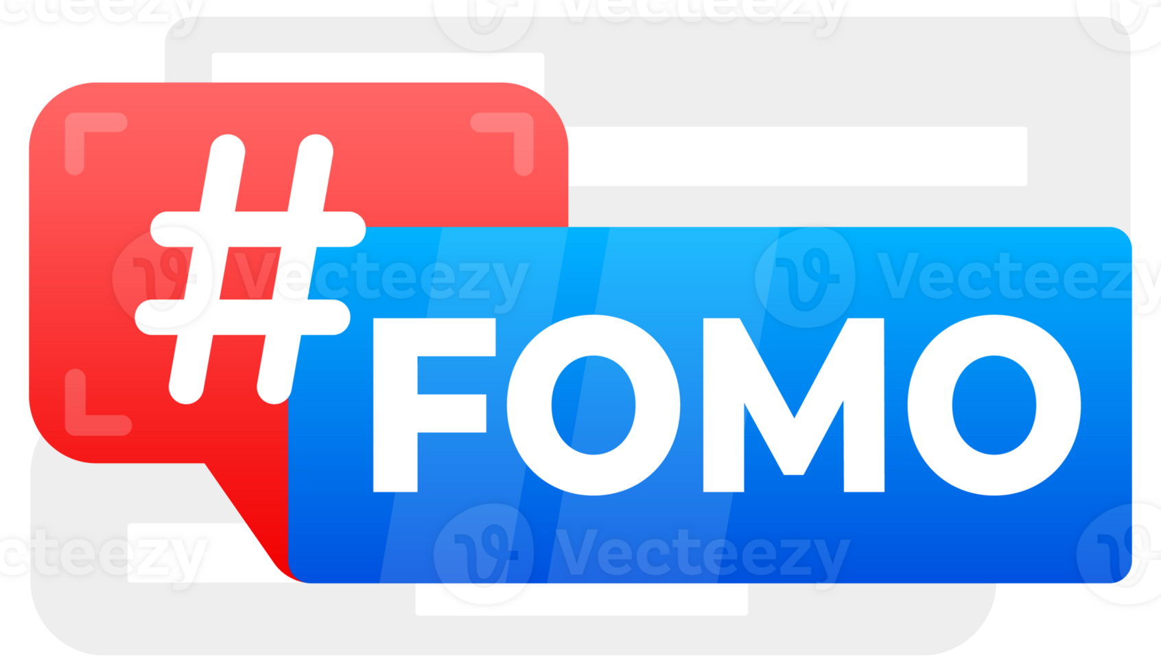 FOMO Hashtag Bubbles in Flat Design - A collection of modern, colorful speech bubbles with the FOMO hashtag, representing the fear of missing out in social media culture png
