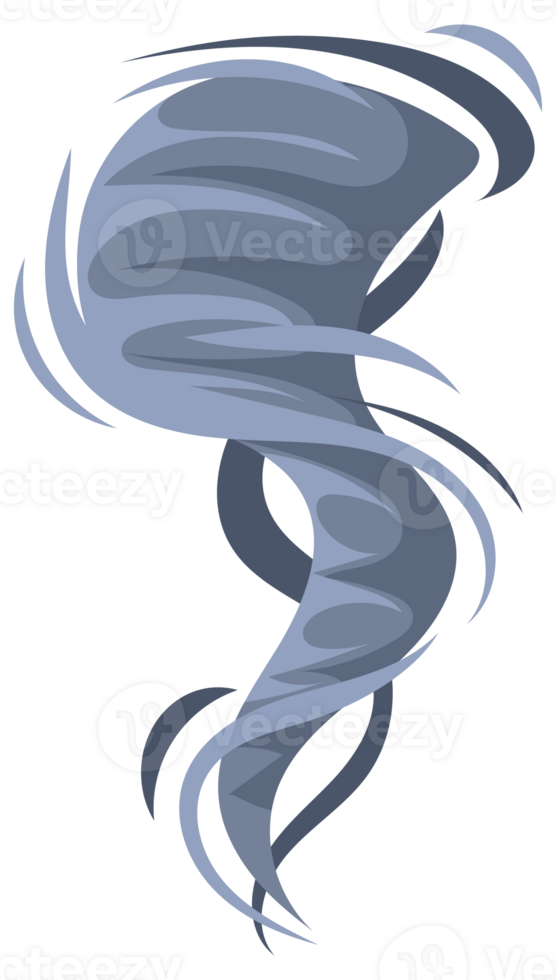 Four cartoon style whirlwinds swirling on white background. png
