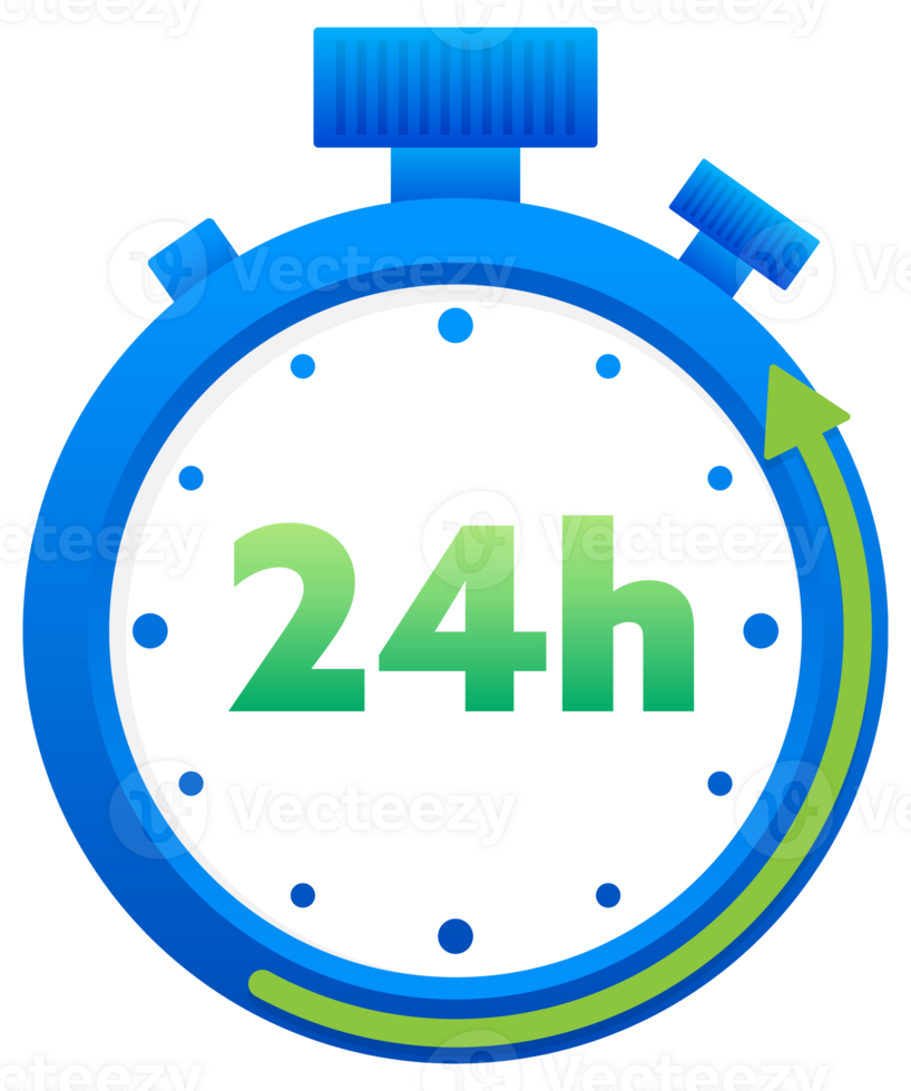 12, 24, 36, 48 and 72 hours clock arrow. Working and Delivery service effect time icons. Order execution. stock illustration png
