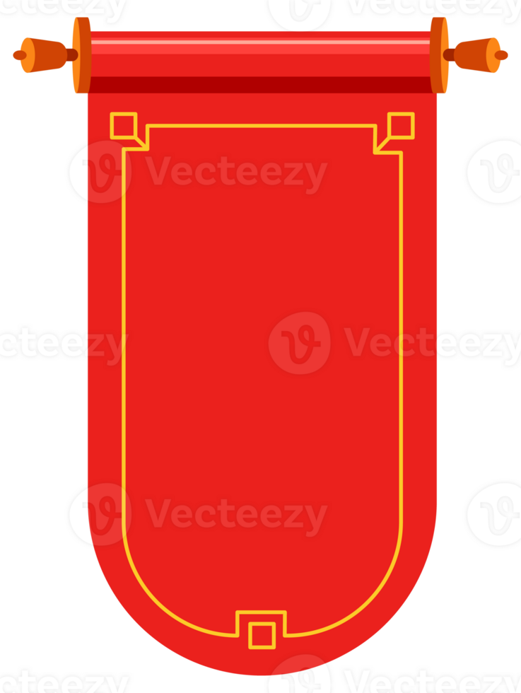 Set of red ancient scrolls. Chinese scroll set. illustration png