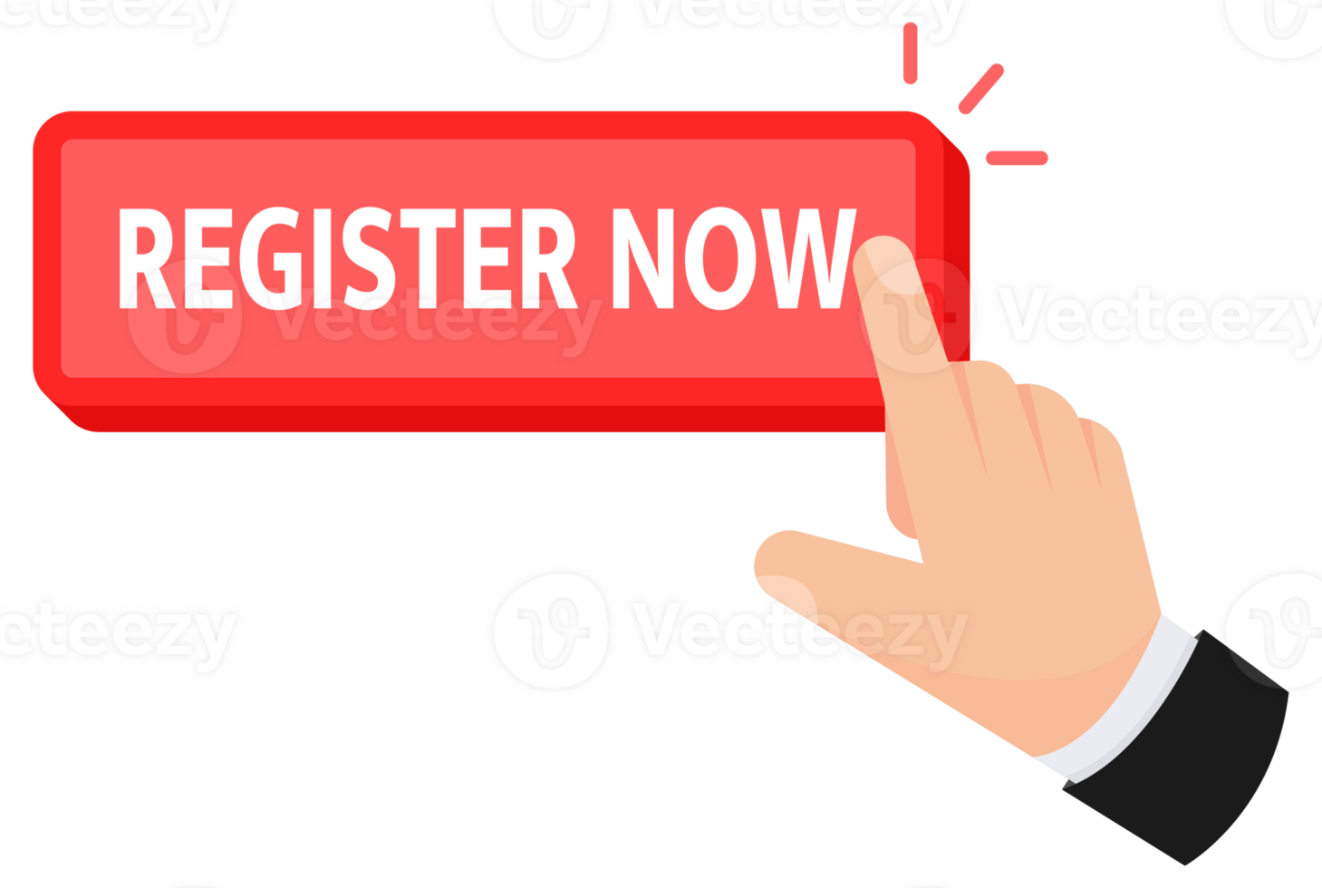 Modern Flat Design Illustration of a Finger Clicking a Register Now Button png