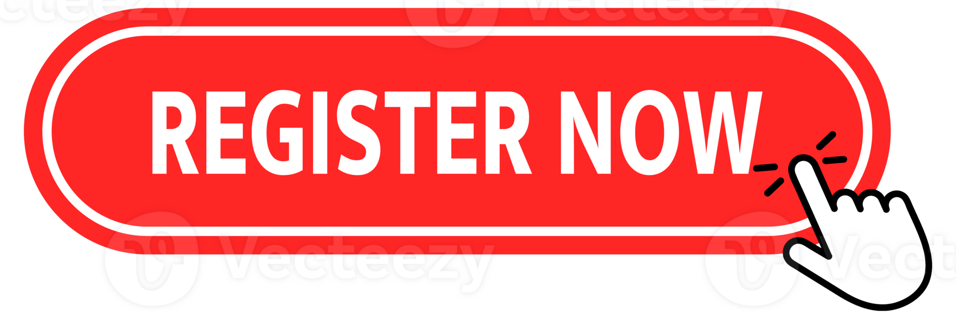 Register Now Button with pointer clicking. Web button. Finger Pressing. Click to Register Now Concept. illustration png