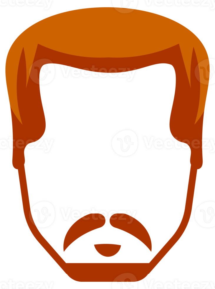 Set of ginger and red hair and beards for cartoon character customization featuring different trendy haircuts png