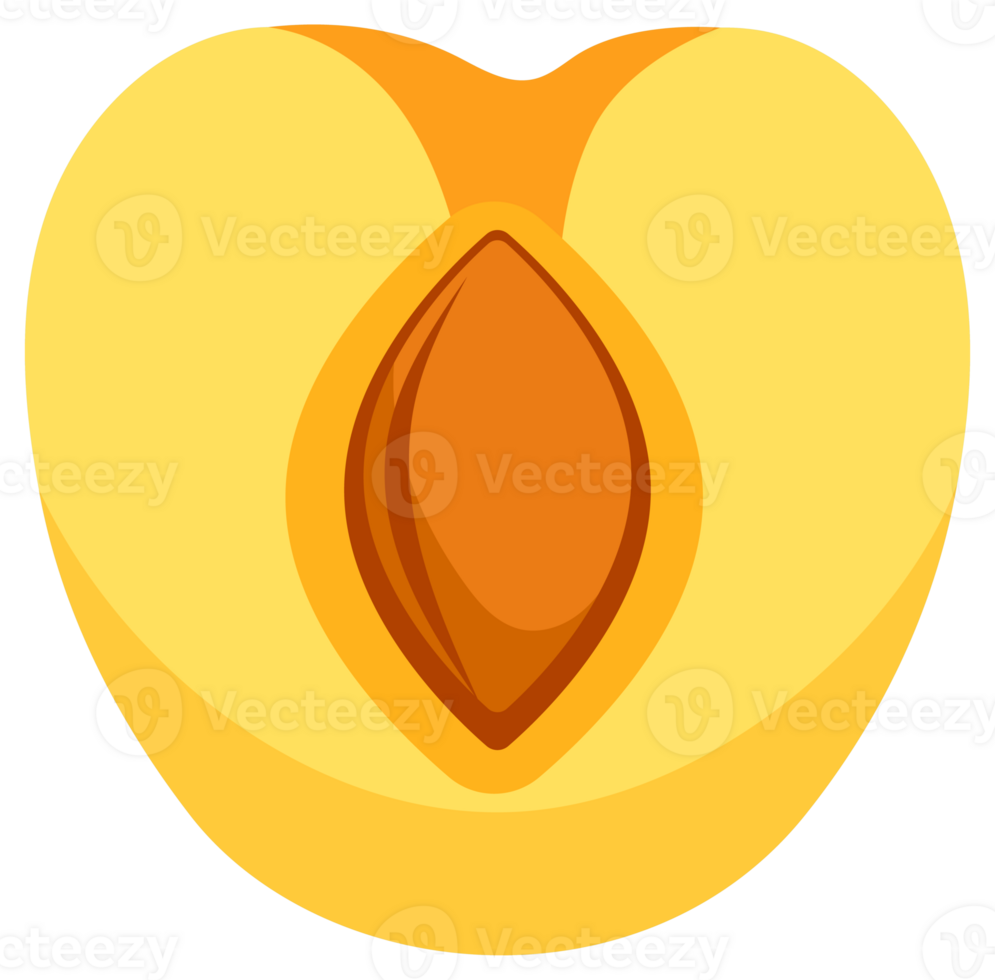 Apricots with leaf and half apricot with leaves. Cartoon fruit set. png