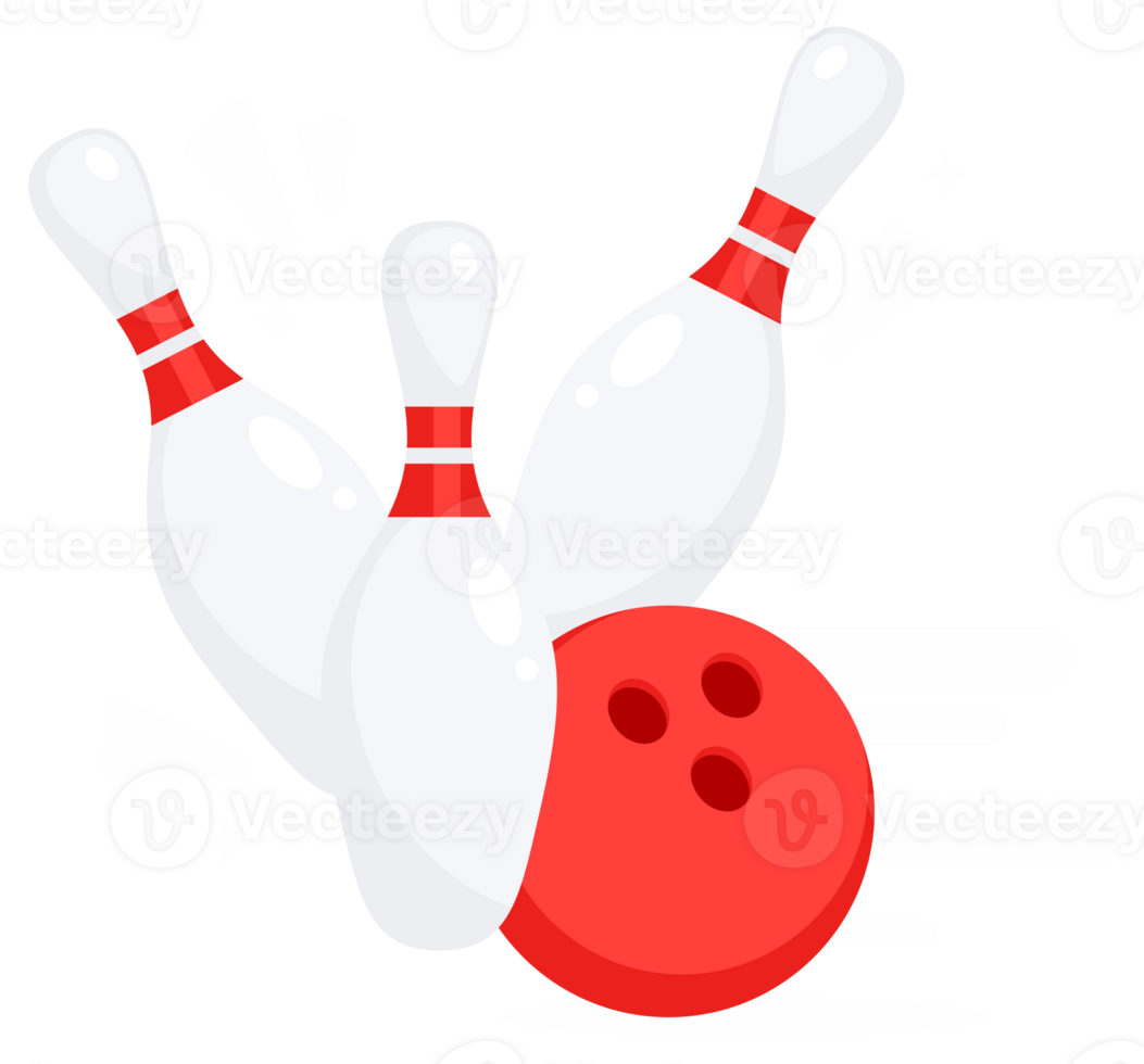 Bowling ball to hit the pin. Bowling tournament. illustration png