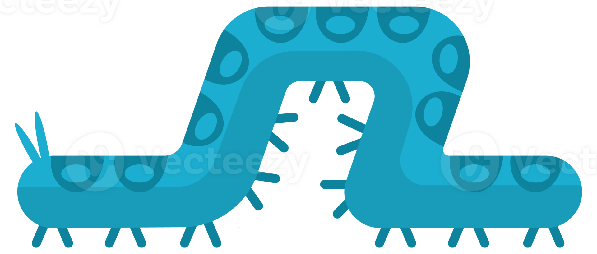 Set of colorful caterpillars crawling and smiling cartoon bug character design flat illustration png
