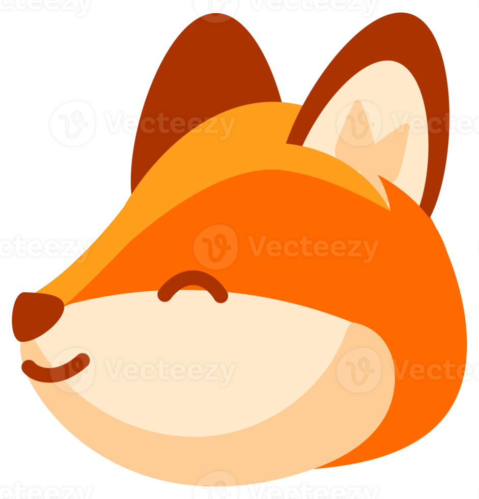 Cute cartoon fox showing different facial expressions png