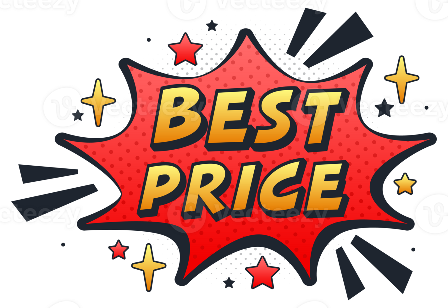 Best price comic book style discount advertising slogan png