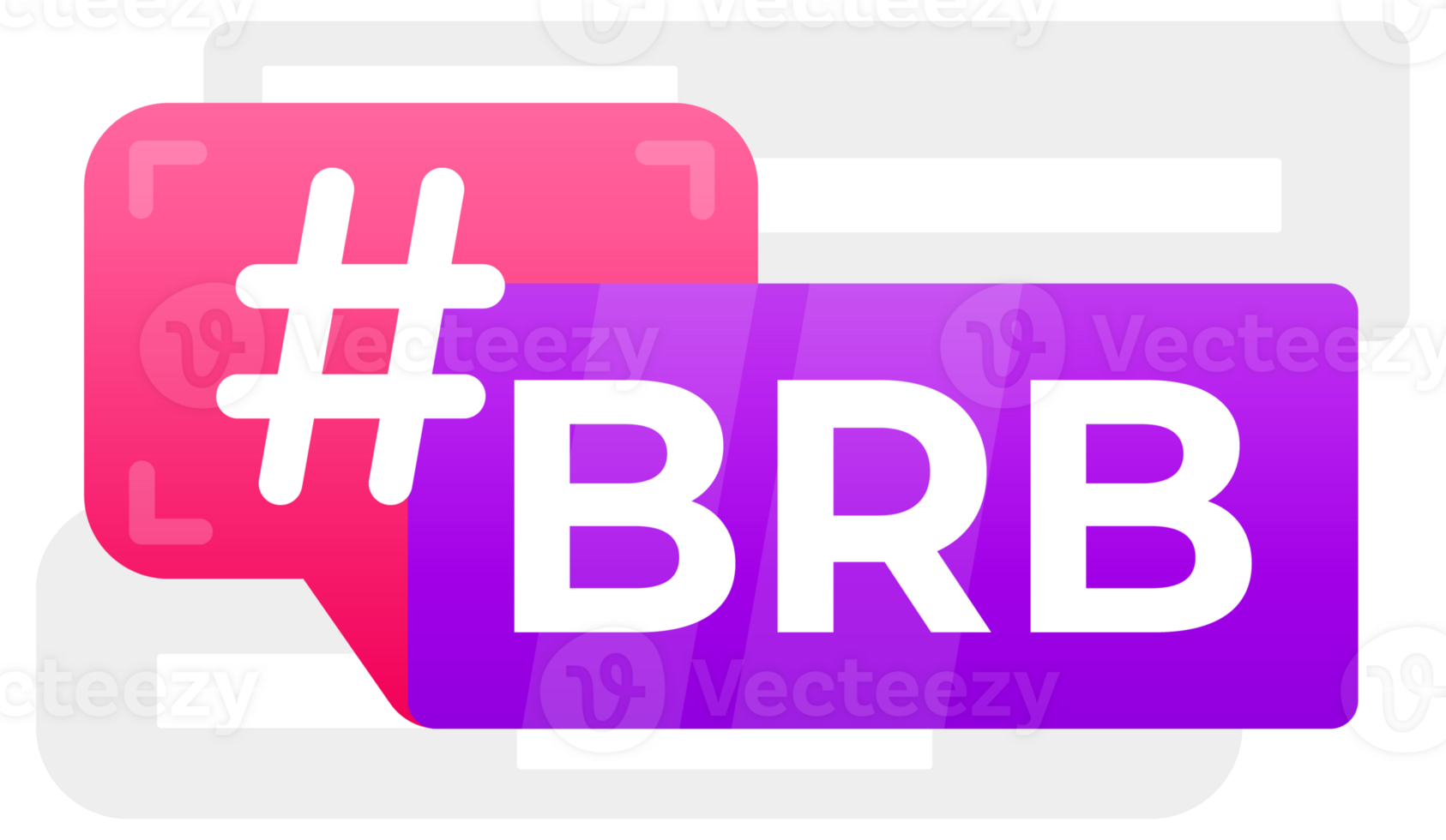 BRB Hashtag Speech Bubble Set - A collection of colorful, modern speech bubbles featuring the popular online acronym BRB, symbolizing a short break in communication png
