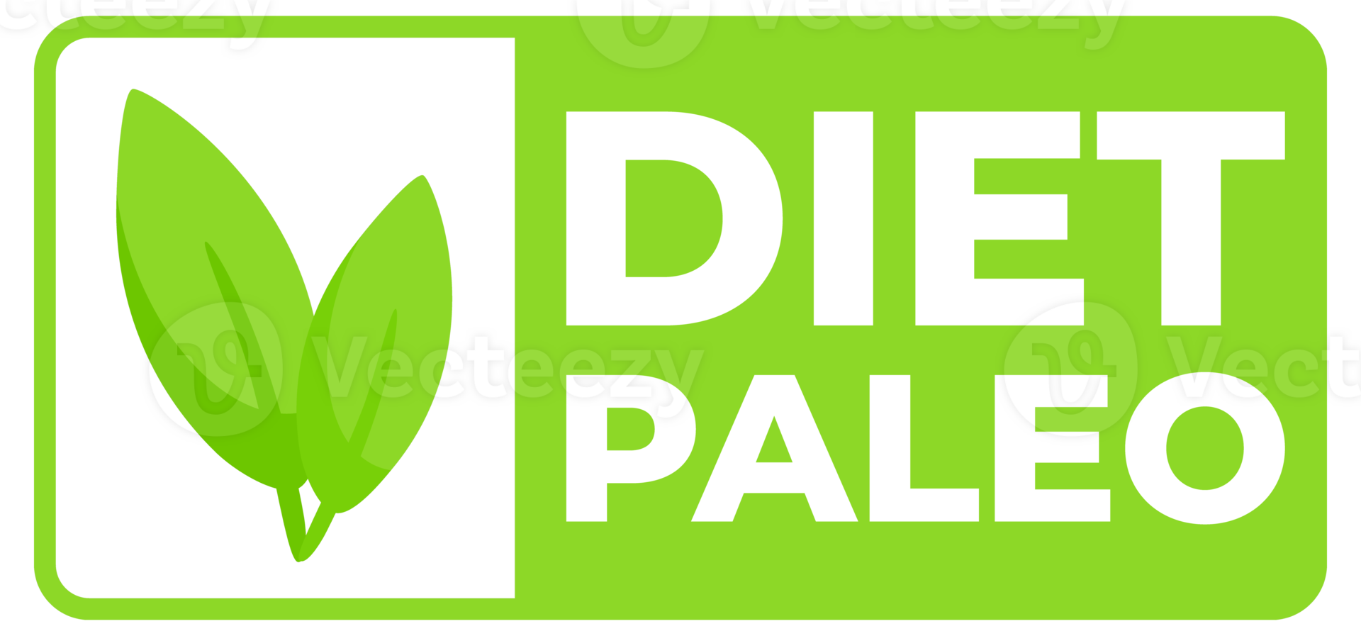 Set of green Paleo Diet labels featuring leaf symbols, suitable for health food and dietetic product branding. png
