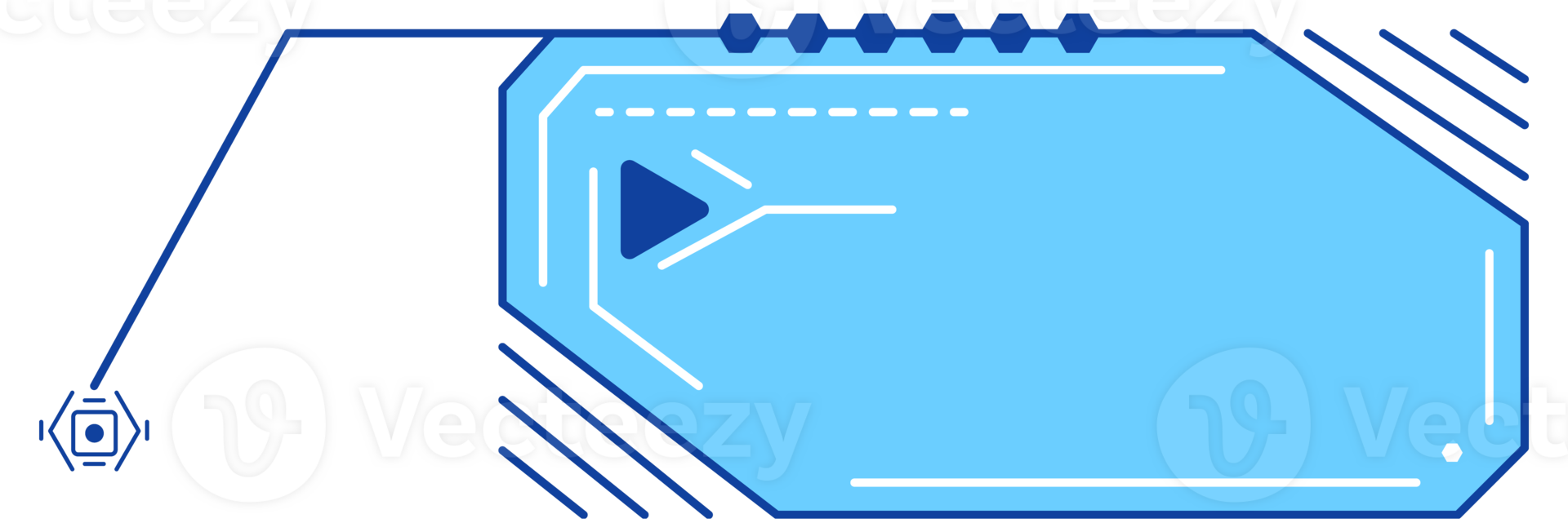 Blue futuristic HUD Heads-Up Display interface elements with various geometric shapes. Sci Fi User Interface for Gaming UX UI. illustration png