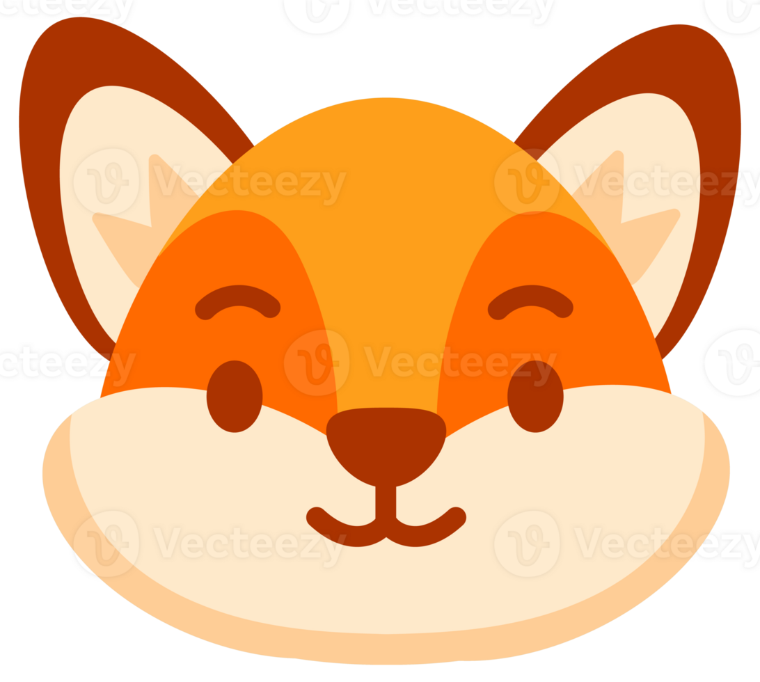 Cute cartoon fox showing different facial expressions png