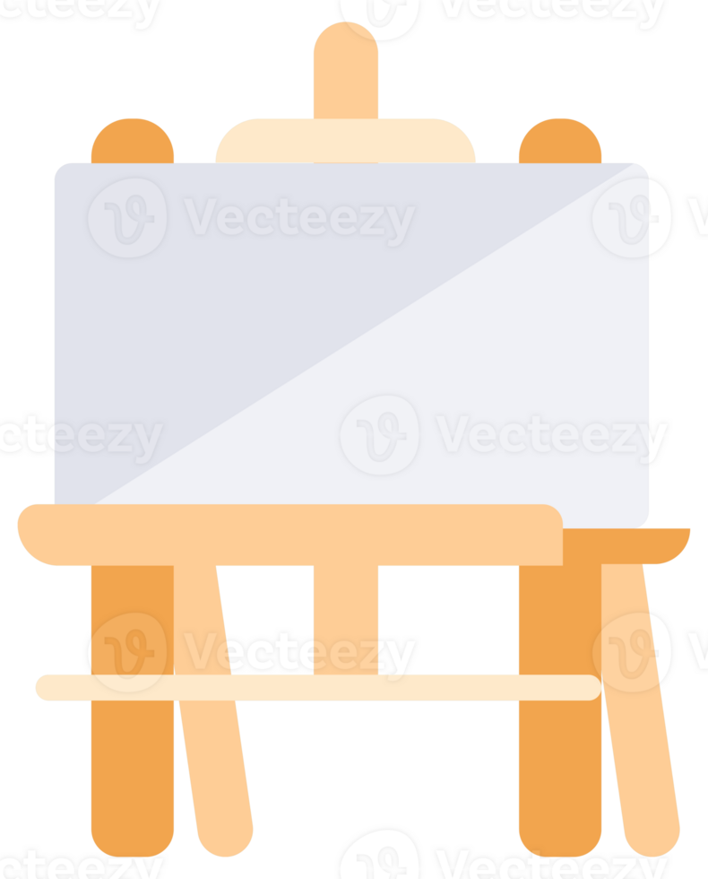 Different wooden easels, some holding blank canvases, perfect for art studios and aspiring artists png