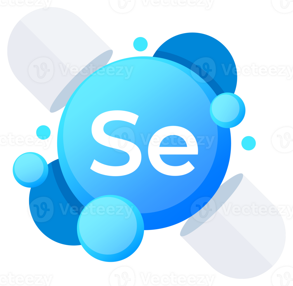 Minerals Selenium Se and Vitamin for health. Chemical element of periodic table png