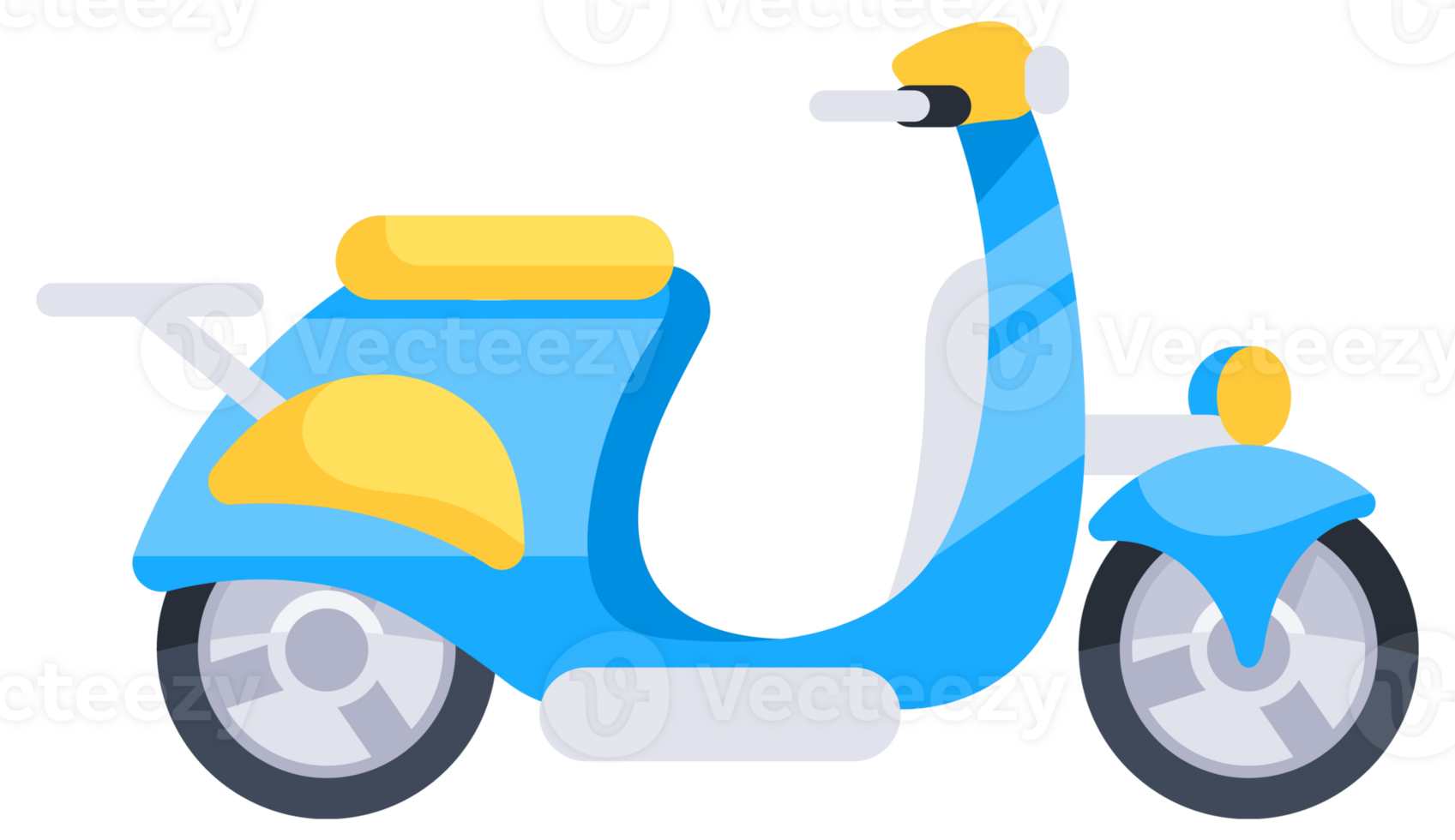 Set of four colorful scooters representing urban transportation and personal mobility in a modern and stylish way png