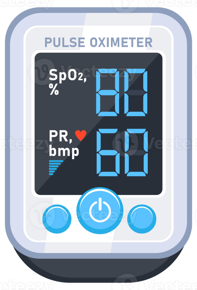 Pulse oximeter. Device to measure oxygen saturation. Blood saturation. illustration png