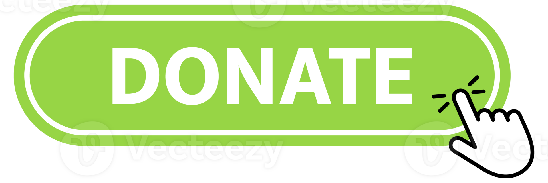 Donate Button with pointer clicking. Web button. Finger Pressing. Click to Donate Concept. illustration png