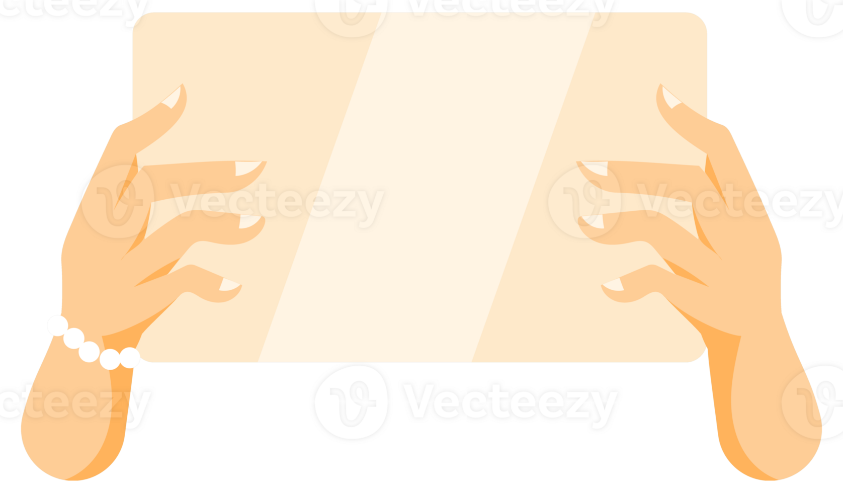 Hands holding blank banners with wooden handles, isolated on white background png