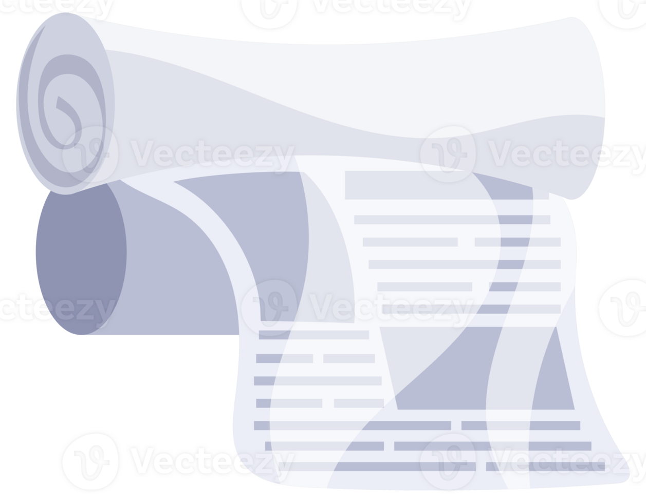 Set of illustrations representing newspapers folded, rolled and stacked png