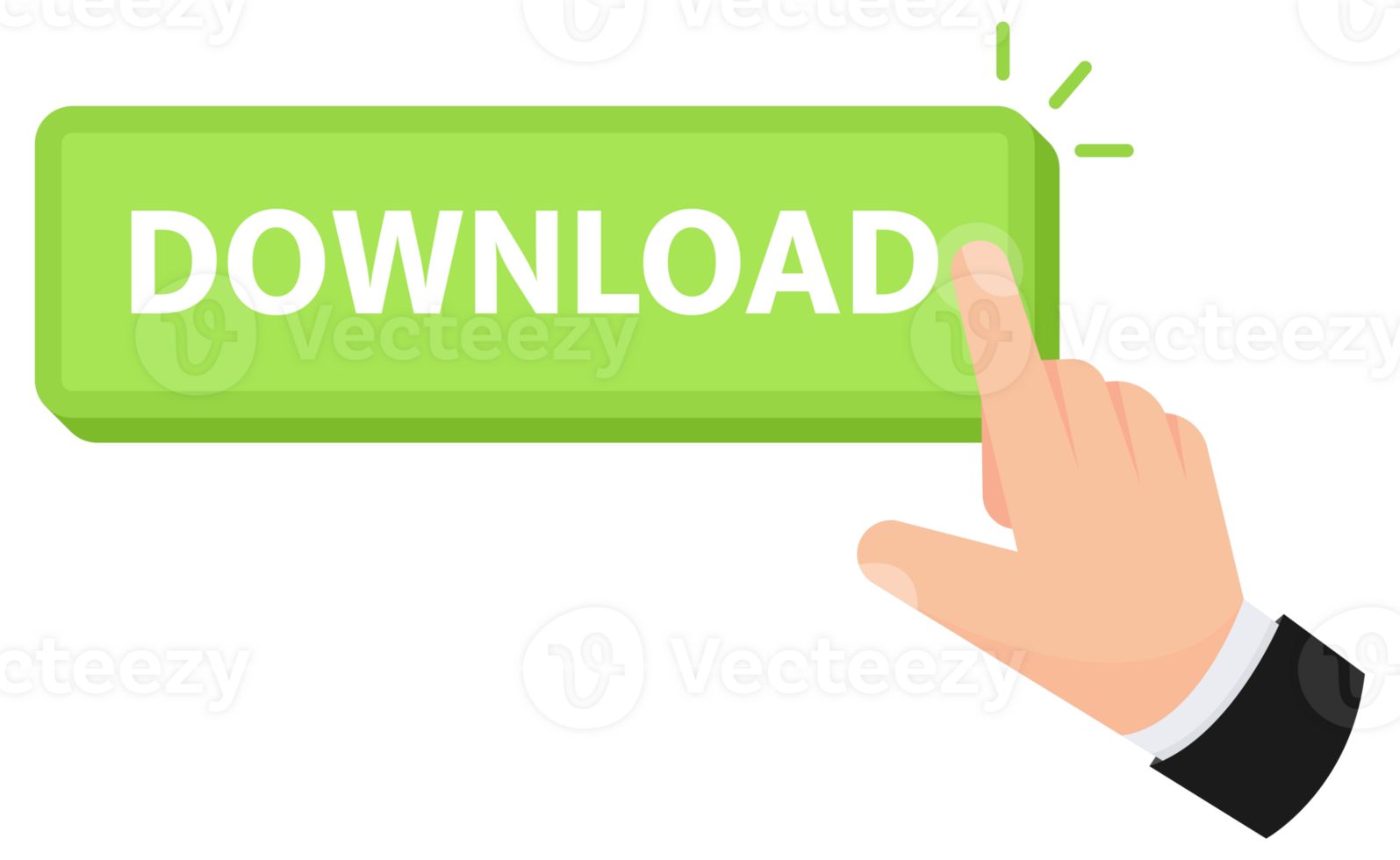 image of a hand pointing to a vibrant green Download button, indicating file acquisition png