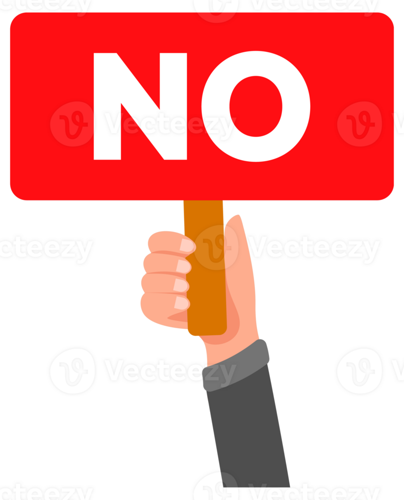 Two hands holding yes and no signs making decision png